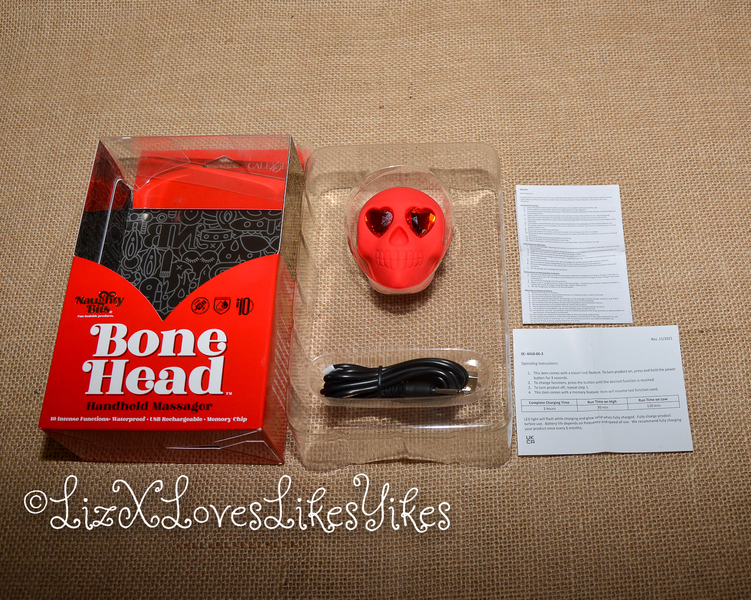 Review of Naughty Bits Bone Head Skull Shaped External Vibrator Copyright Liz BlackX