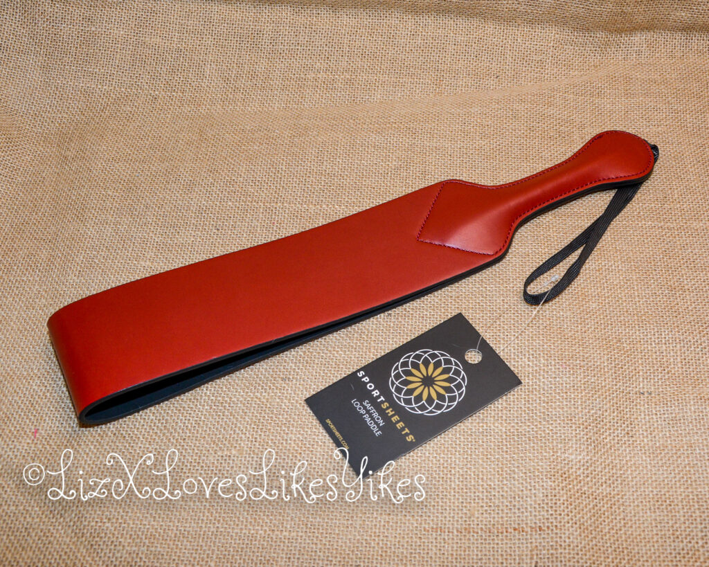 Review of the Saffron Vegan Leather Loop Paddle by Sportsheets Copyright Liz BlackX