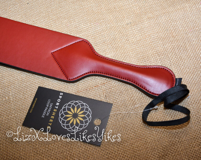 Review of the Saffron Vegan Leather Loop Paddle by Sportsheets Copyright Liz BlackX