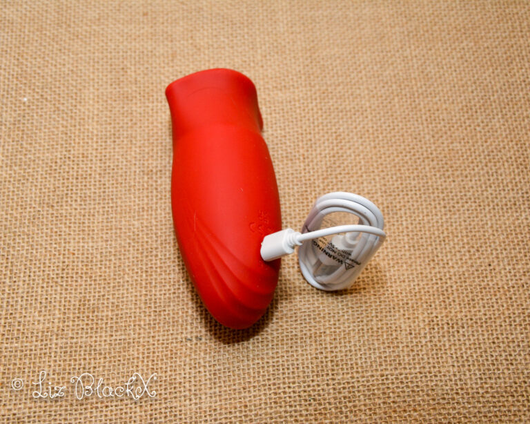 The vibrator with the charging cable connected Licking & Sucking Vibrator from Inyarose - A Giggle-Inducing Orgasmic Experience Copyright Liz BlackX