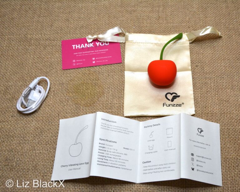 Funzze Cherry Vibrating Love Egg Review: Cute but Powerful? Copyright Liz BlackX