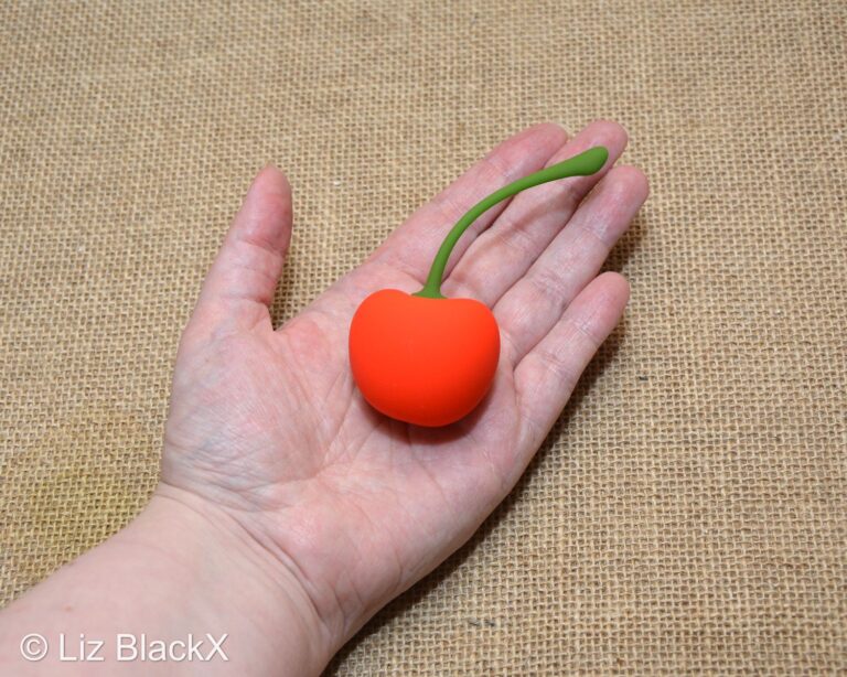 Funzze Cherry Vibrating Love Egg Review: Cute but Powerful? Copyright Liz BlackX